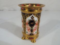 Crown Derby - a Crown Derby footed spill vase decorated in the Imari pattern 1128, 6.