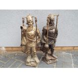 A pair of fireside companion sets modelled as mediaeval knights,