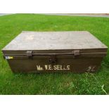 An early to mid period Merchant Navy metal trunk, marked 'Mr W E Sells',