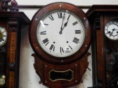 An Anglo-American wall clock with mother of pearl inlay,