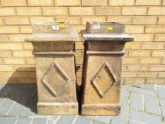 A pair of salt glazed chimney pots approximate height 66 cm x 31 cm x 31 cm (2)