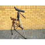 A zoom spotting scope marked Telesport 18-36x50mm mounted on a Miranda Titan TP30 telescopic tripod