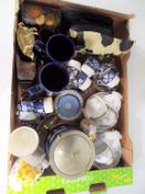 A good mixed lot to include a cast iron door stop, ceramic tableware to include Spode, Royal Albert,