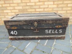 An early to mid period Merchant Navy lead lined chest marked 'Sells 40',