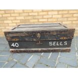 An early to mid period Merchant Navy lead lined chest marked 'Sells 40',