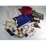 A good lot to include a quantity of Masonic items to include photos, literature, medals, badges,