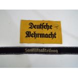 World War Two (WW2) - a German armband marked ' Deutsche Wehrmacht', German Armed Forces armband,