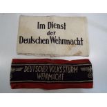 Deutscher Volkssturm Wehrmacht armelbinde, Third Reich printed red,