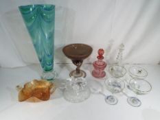 A good lot to include a large art glass vase approximately 40 cm in height,