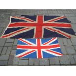 Flags - Two Union flags the larger measuring 114 cm x 216 cm,
