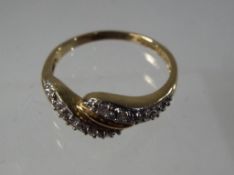 A lady's 14 carat yellow gold dress ring set with two rows of 8-cut diamonds, size P, approx 2.