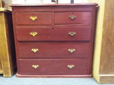 A pine two over three antique chest of drawers, 93 cm (h) x 102 cm x 44 cm.