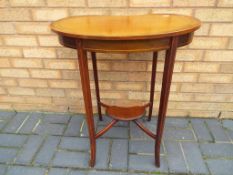 A good quality inlaid kidney shaped occasional table, approximate height 73 cm x 62 cm x 47 cm.