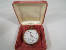 Omega - a gold plated Omega pocket watch with white dial movement inscribed 8132457 Omega Swiss