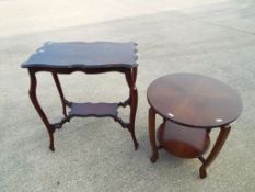 A Victorian mahogany parlour table c. 1920's and 1 other 2 tier circular occasional table.