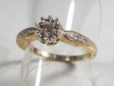 A lady's hallmarked 9 carat gold and diamond ring, approximate weight 1.9 grams, size O and a half.