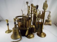 A good quantity of brass ware to include a coal scuttle,