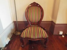 A pair of mahogany upholstered bedroom / occasional chairs - picture only shows one of the matching