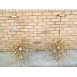 Two good quality bushed metal star burst chandeliers by Coach House UK,