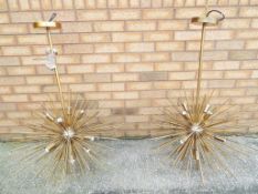 Two good quality bushed metal star burst chandeliers by Coach House UK,