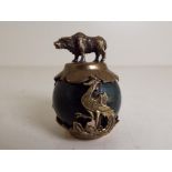 Asian - a mid 20th century trinket, a dark green spherical stone,