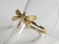 A lady’s hallmarked 9 carat gold dragonfly ring, approx. weight 1.