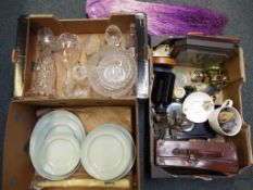 A good lot to include a quantity of glassware comprising decanters, vases, bowls,