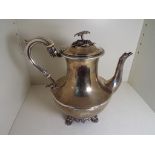 An early Victorian hallmarked silver coffee pot, London assay 1837,