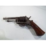An antique late 19th / early 20th century Belgian pin fire double action six shot revolver pistol.