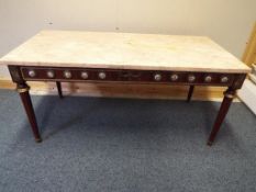 An Italian marble topped coffee table with makers mark H & L Epstein (L & M) Ltd approx 50cm x