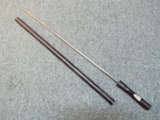 A homemade sword stick with silver hallmarked handle assay …….