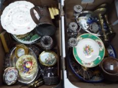 A good lot to include two boxes of mixed collectables comprising ceramics, silver plate, brass ware,