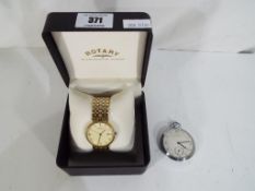 A boxed Rotary wristwatch and a pocket watch