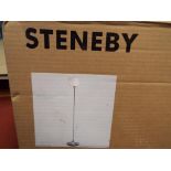 Steneby - A modern floor standing lamp, chrome stand with white shade,