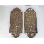 A pair of good quality brass plaques