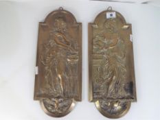 A pair of good quality brass plaques