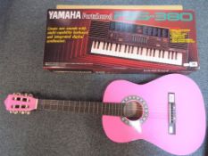 A Yamaha electric keyboard model number