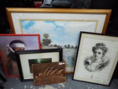Five pictures of varying sizes to include prints and a relief metal image of Sidney Opera House (5)