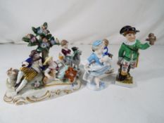 Five miniature English ceramic figures, all circa 1900.