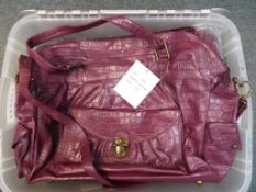 Designer handbags - four leather Martine Wester oversized city handbags, plum coloured,