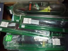 Unused retail stock - a large quantity of metal lawn-mower blades sealed in original packaging