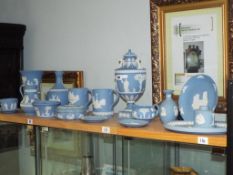 Wedgwood - approximately 20 pieces of Wedgwood Jasperware decorated in the powder blue pattern.