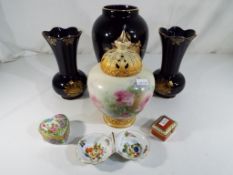 A good collection of ceramics to include a Royal Vienna pottery vase with lid in the Royal