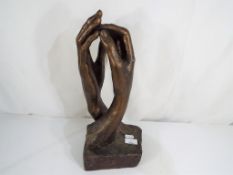 A vintage 1961 sculpture entitled Rodin The Cathedral Hands by Austin Productions,