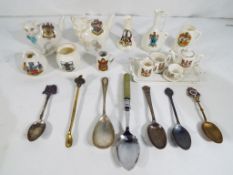 A good lot to include a small quantity of ceramic crested ware and a small collection of spoons