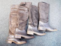 Designer Raggrinzito Grigio - two pairs of knee high flat boots by Cento European size 37 and 38 in