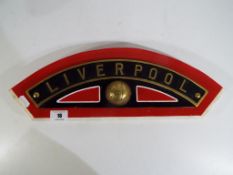 A replica cast brass Liverpool Football Club nameplate, based on British Rail train No.