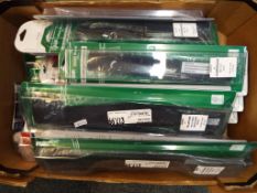 Unused retail stock - a large quantity of metal lawn mower blades sealed in original packaging