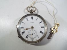 A gentleman's hallmarked silver cased pocket watch, Birmingham assay 1911,