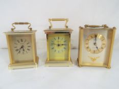 Three modern carriage clocks, Roman numerals to the dial, one marked Lincoln,